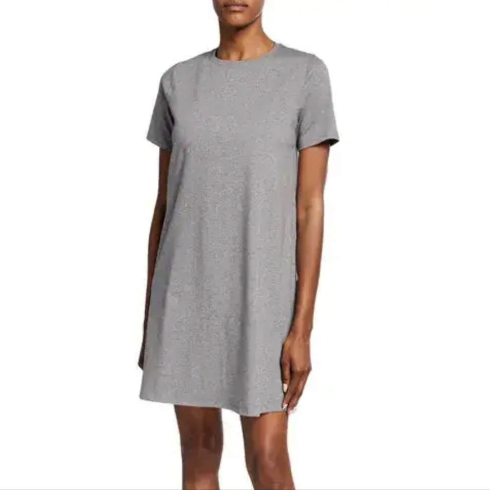 EILEEN FISHER Heathered Organic Cotton A-line Mini Crew Neck T-shirt Dress M